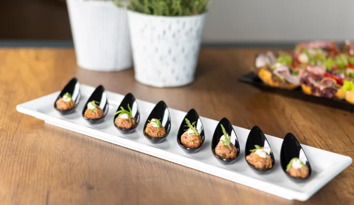 Veganes Fingerfood für Catering am Bodensee auf Tablett angerichtet